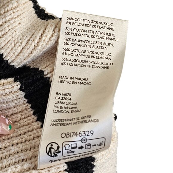 Free People Stripe Easy Street Cropped Off White Pearl Combo Sweater Sz L - Picture 13 of 14